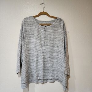 PureJill J. Jill Linen Tunic Textured Henley Lagenlook Layering Women's size L